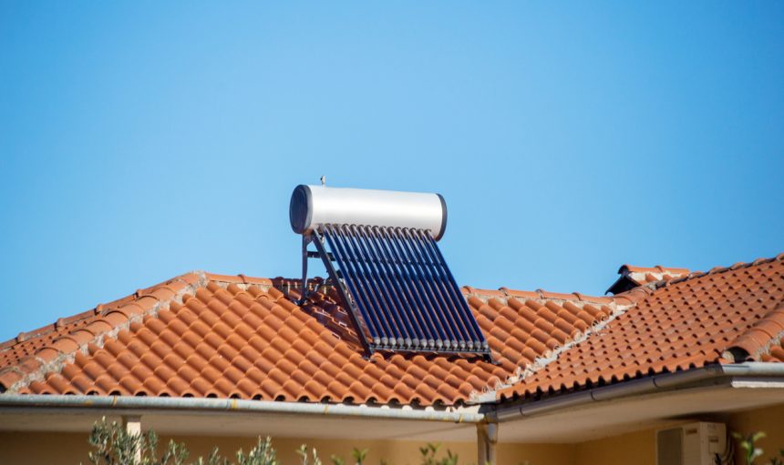 vaccum air collectors for water heating  on the roof alternative energy